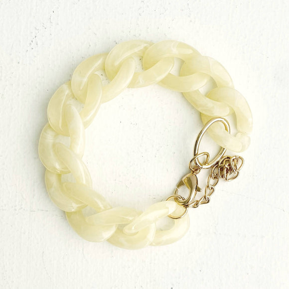 Boho Chunky Chain Link Bracelet | Cream