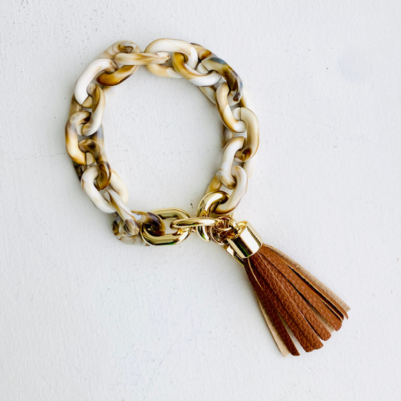 Chain Link Bangle Keychain - Brown Marble