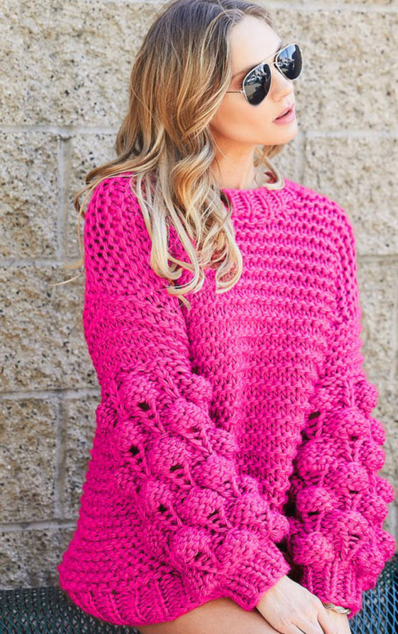 Handmade Knit Pom Pom Sweater