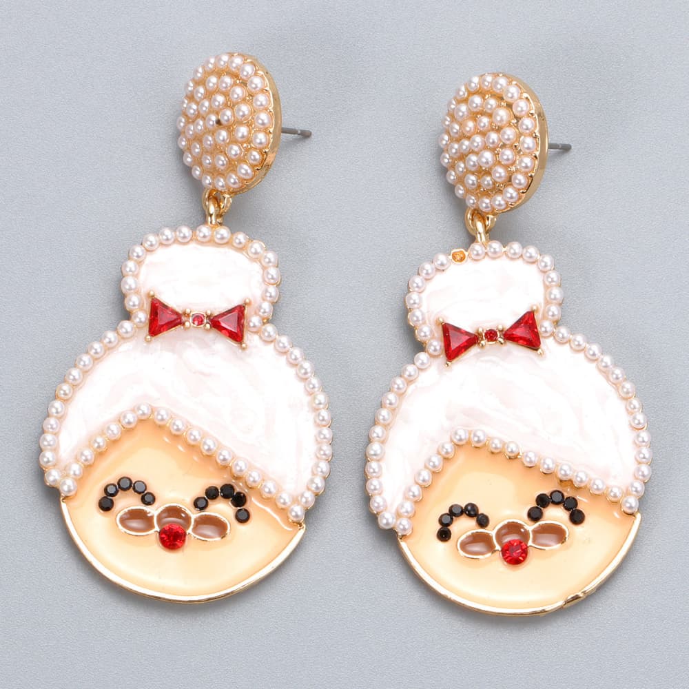 Rhinestone Mrs. Claus Earrings
