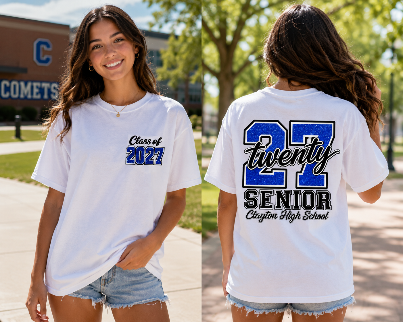 Glitter Clayton High School Class of 2027 Senior Tee