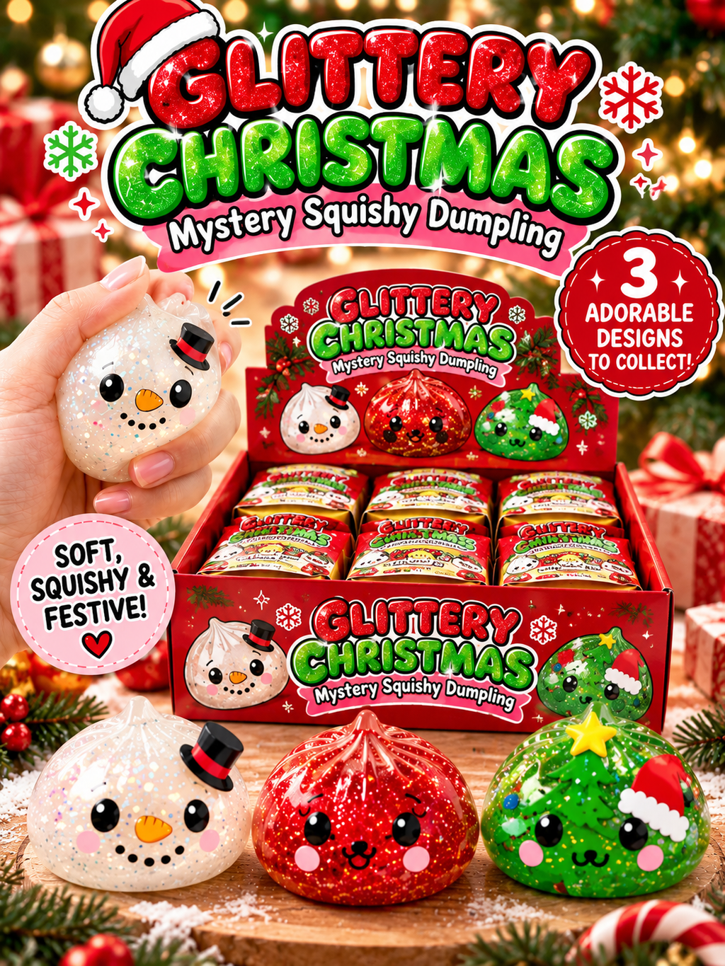 Glittery Christmas Mystery Squishy Dumpling