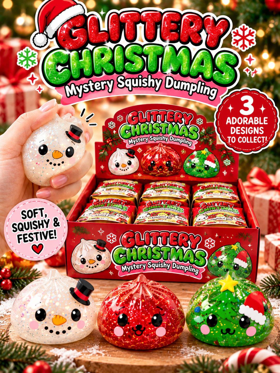 Glittery Christmas Mystery Squishy Dumpling