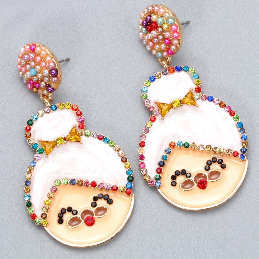 Rhinestone Mrs. Claus Earrings