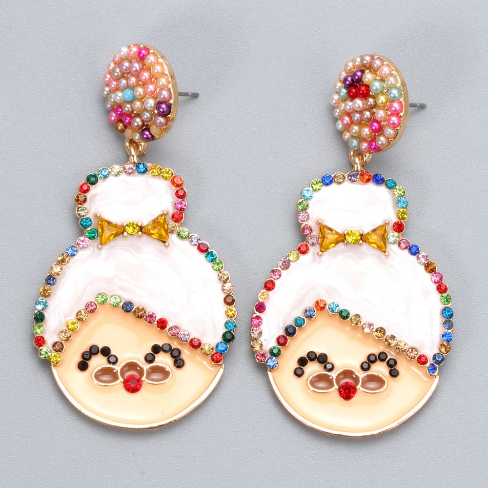 Rhinestone Mrs. Claus Earrings