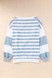 Football Striped Round Neck Long Sleeve Sweatshirt