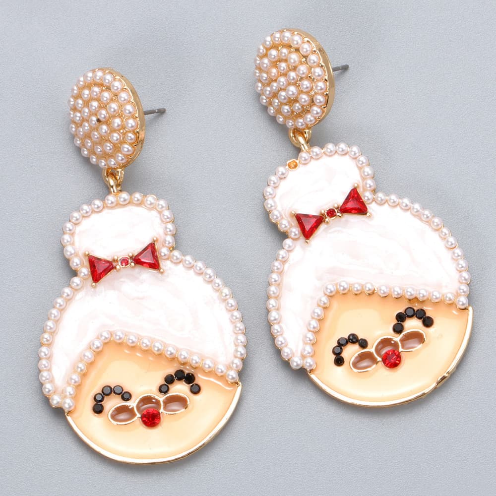 Rhinestone Mrs. Claus Earrings