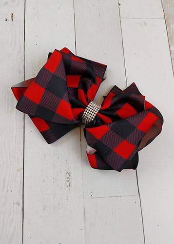 Red Buffalo Plaid Hair Bow