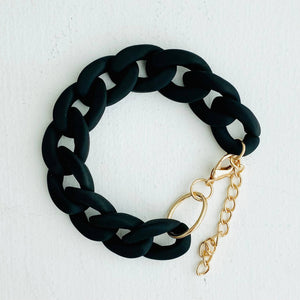 Boho Chunky Chain Link Bracelet | Black