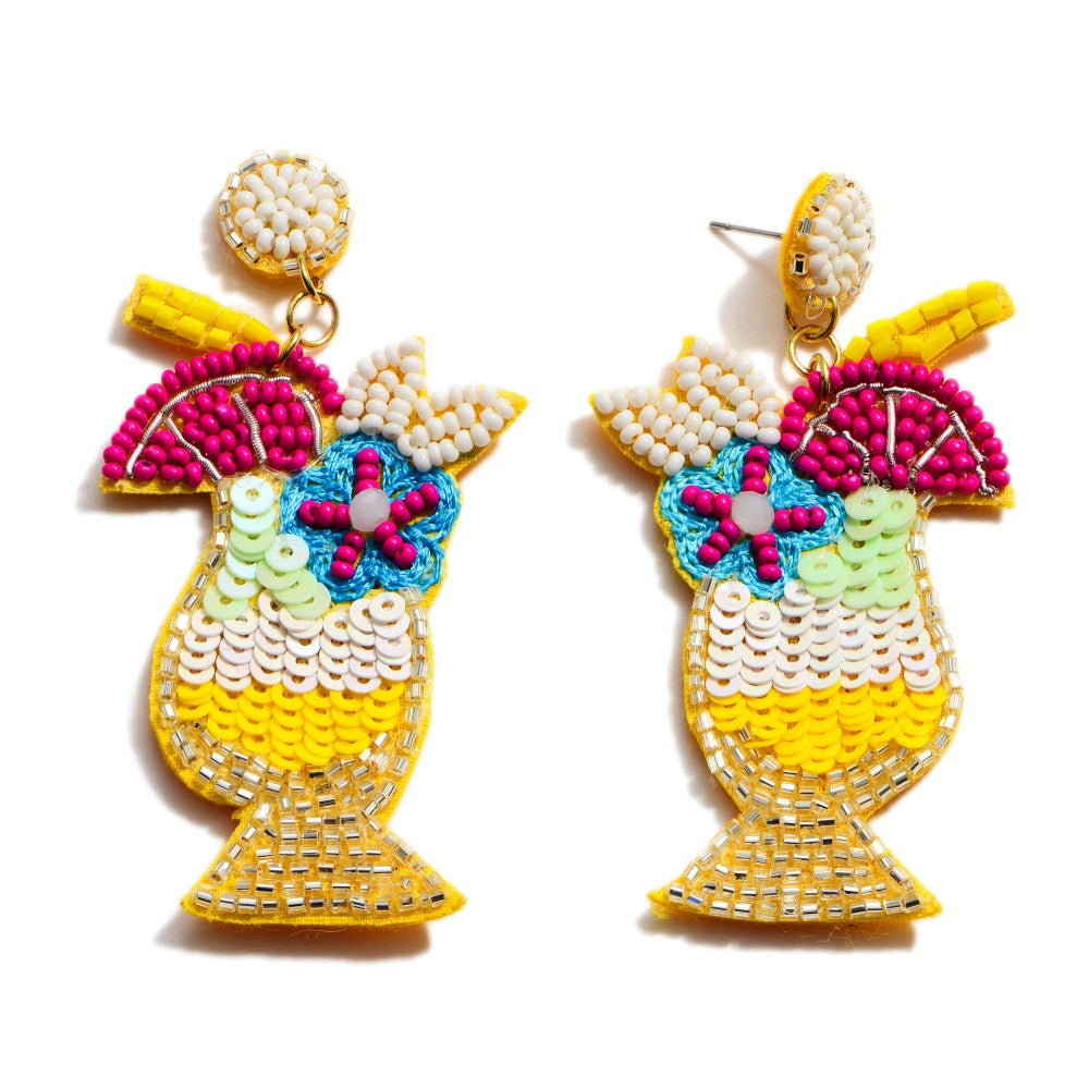 Beaded Sequin Fruit Cocktail - Yellow