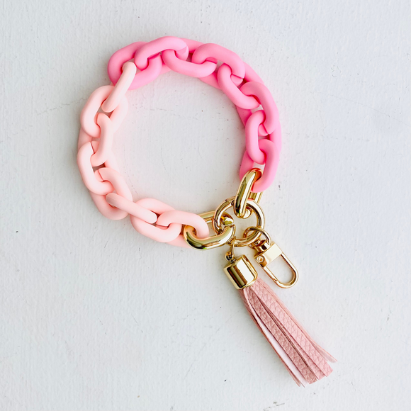 Chain Link Bangle Keychain - Pink