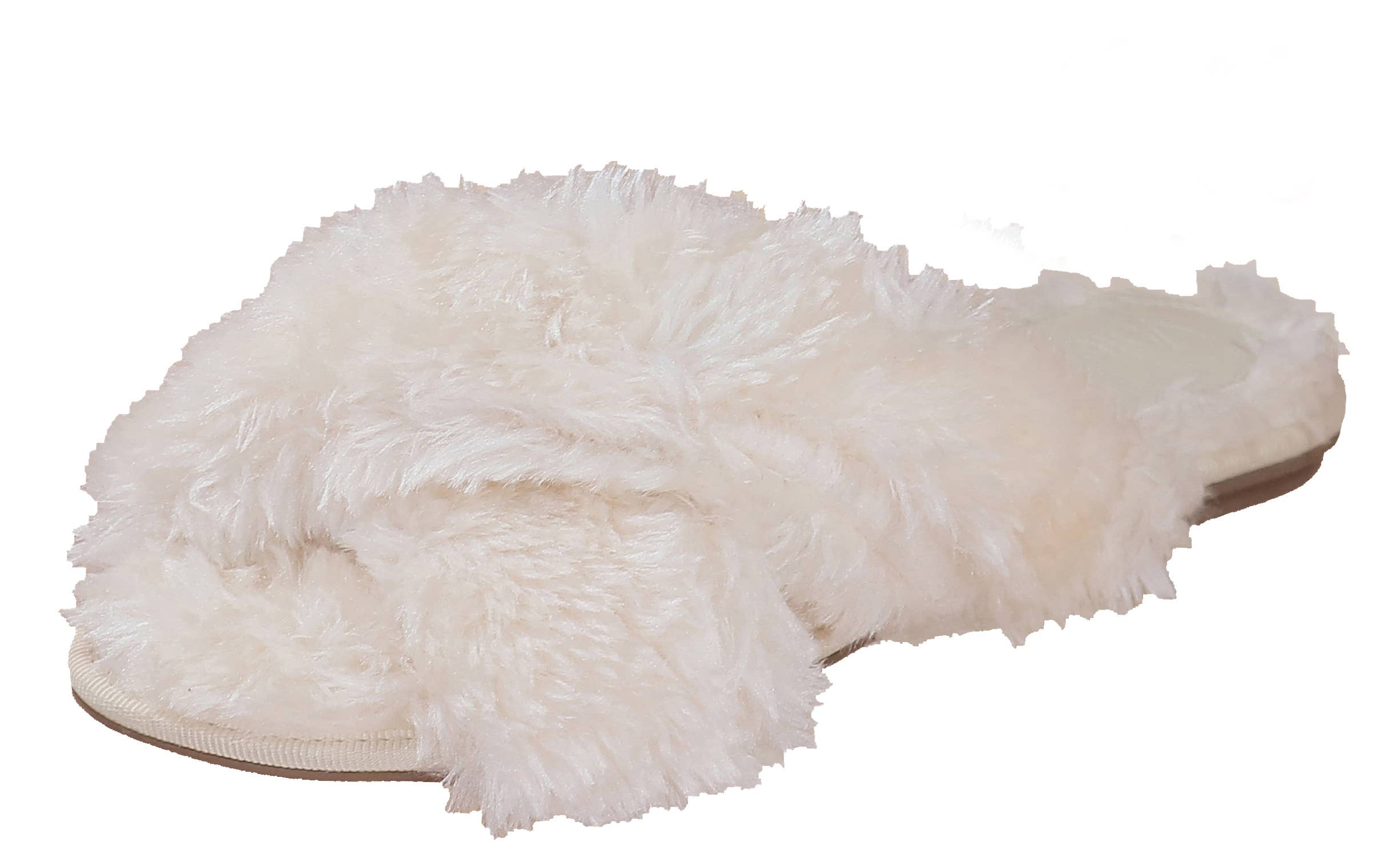 Fluffy Crisscross Slide Slipper