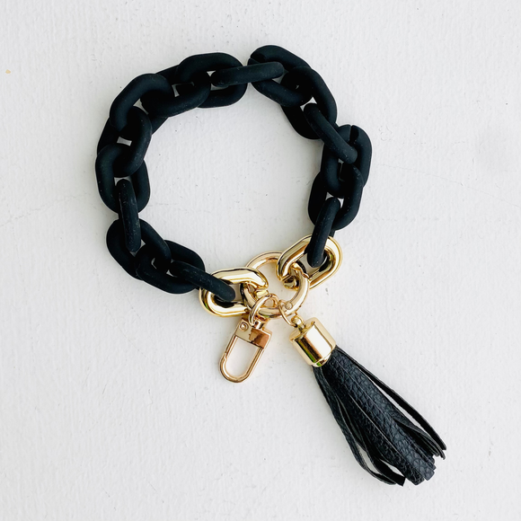 Chain Link Bangle Keychain - Black