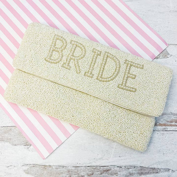 Here Comes The Bride Beaded Crossbody Clutch
