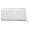 Solid Faux Leather Long Wallet - White