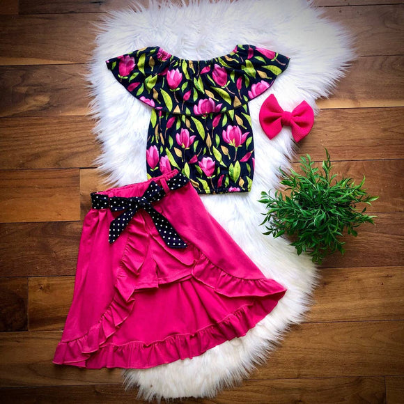 Pink Magnolia Open Skirt Set