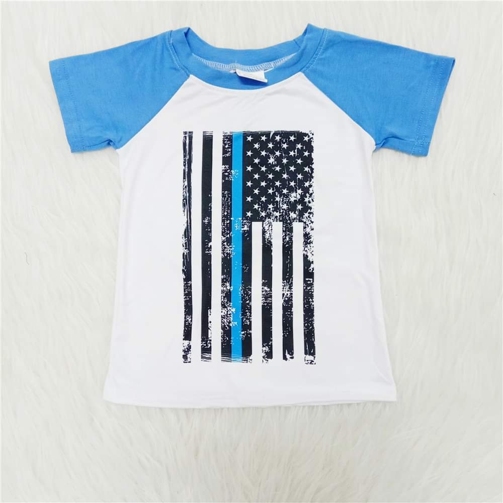 Thin Blue Line Short Sleeve Baseball Tee