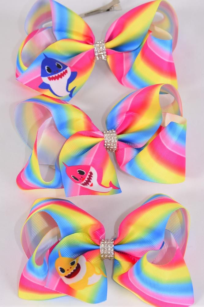 Jumbo Rainbow Tiedye Shark Hair Bow