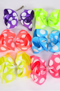 Jumbo Neon Polka-Dots Hair Bows