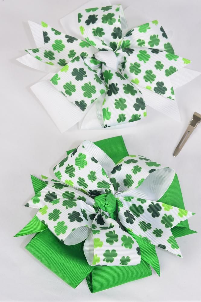 Jumbo Shamrock Double Layered Hair Bow