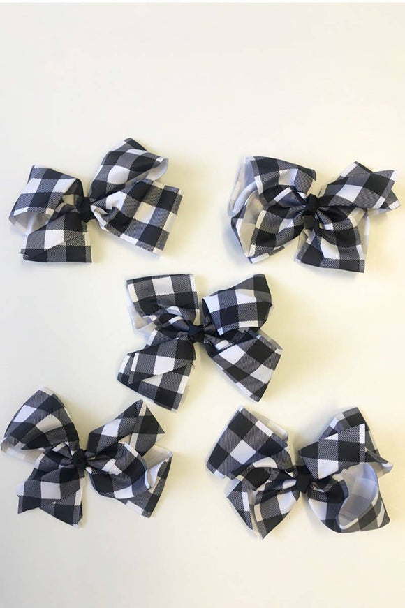 Black and White Gingham Hair Bow