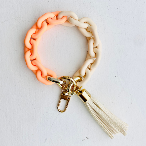 Chain Link Bangle Keychain - Peach