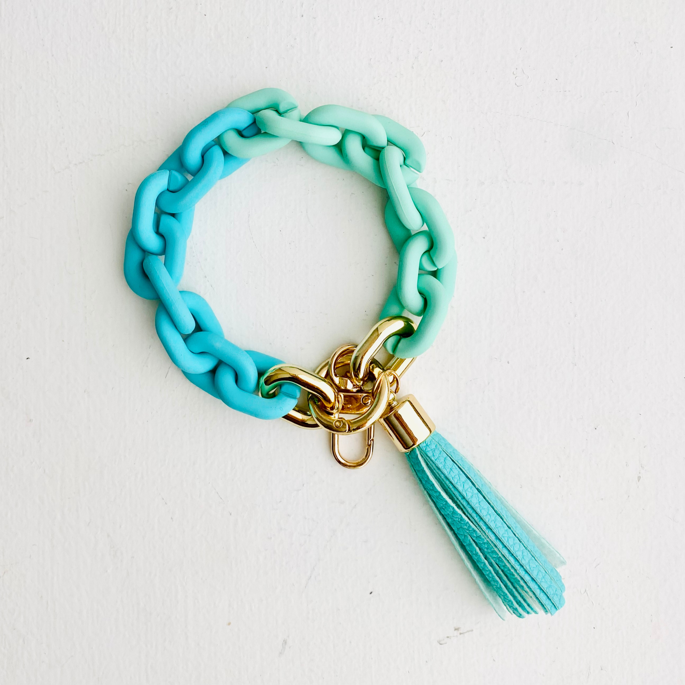 Chain Link Bangle Keychain - Teal