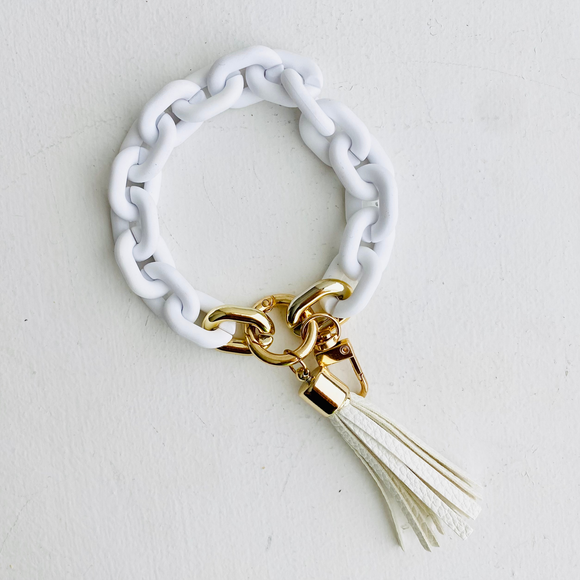 Chain Link Bangle Keychain - White