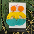 Orange, Yellow, & Aqua Clay Earrings