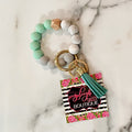 Silicone Wristlet Key Ring - Aqua Blue
