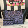 Navy Leopard Neoprene Tote