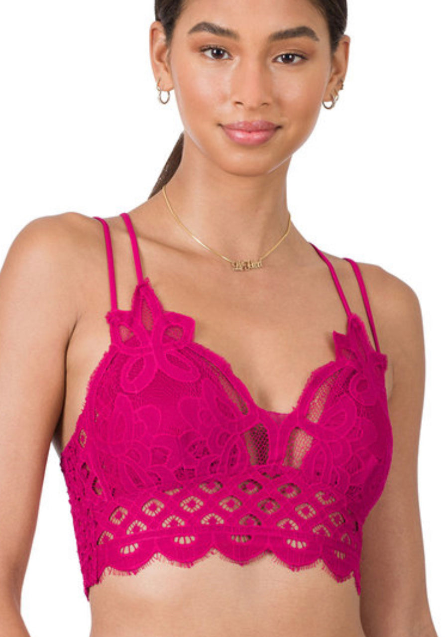Crochet Lace Bralette - Magenta