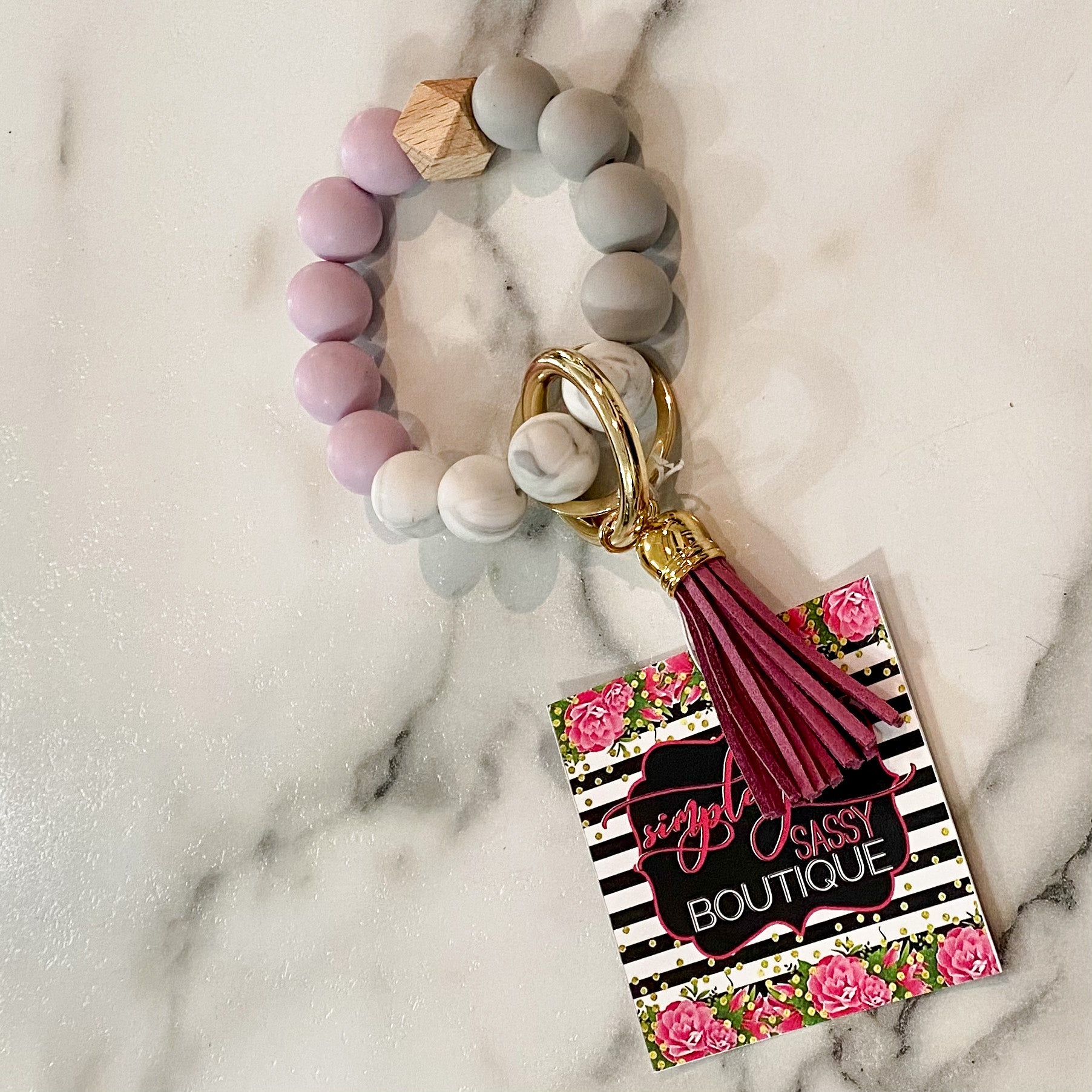 Silicone Wristlet Key Ring - Lavender Purple