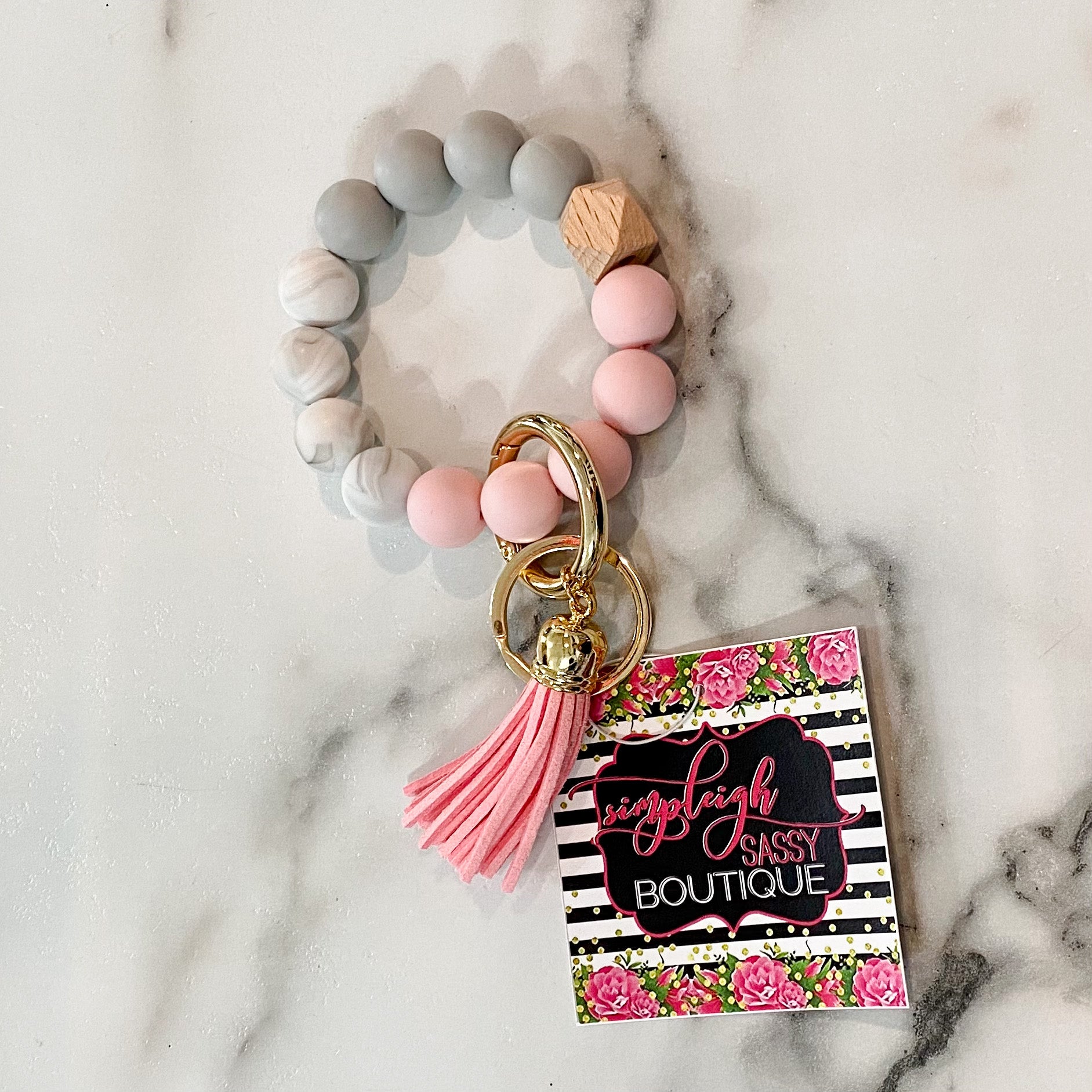 Silicone Wristlet Key Ring - Baby Pink