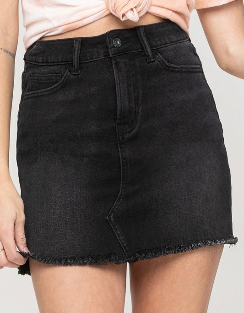 Claudia Raw Hem Mini Skirt