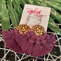 Leopard Macrame Fringe Hook Earrings