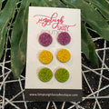 12mm Mustard/Moss Green/Plum in Stainless Steel Settings