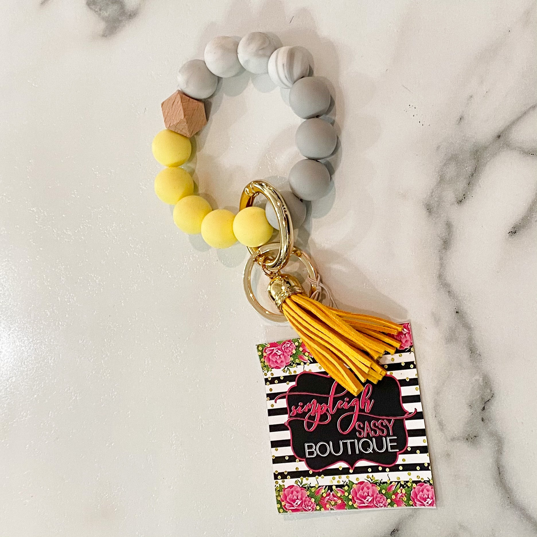Silicone Wristlet Key Ring - Sunny