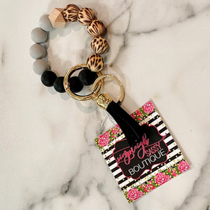 Silicone Wristlet Key Ring - Leopard