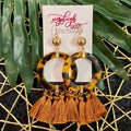 Tortoise Hoop Tassel Earrings