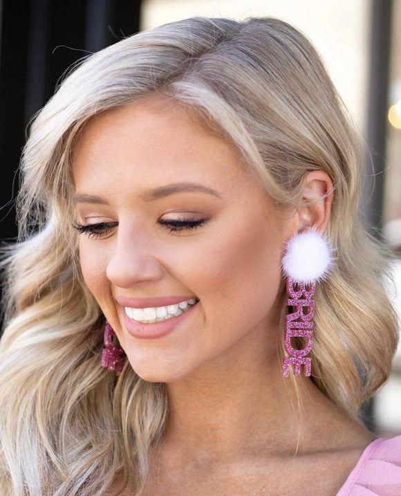 Barbie Pink Bride Puff Earrings
