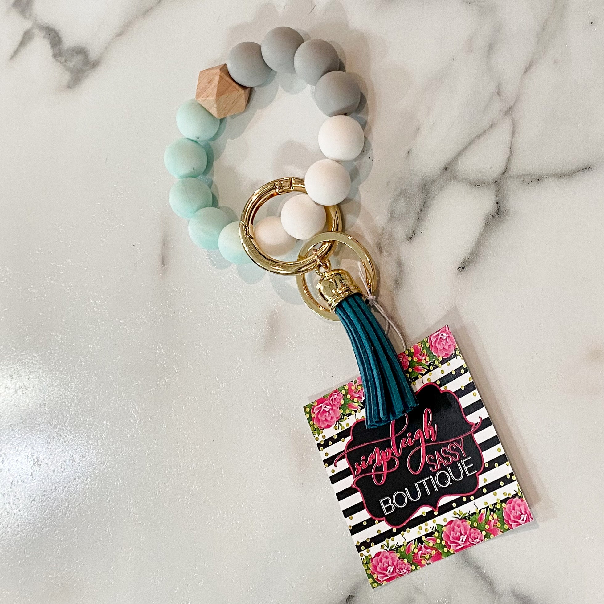 Silicone Wristlet Key Ring - Cloud Blue
