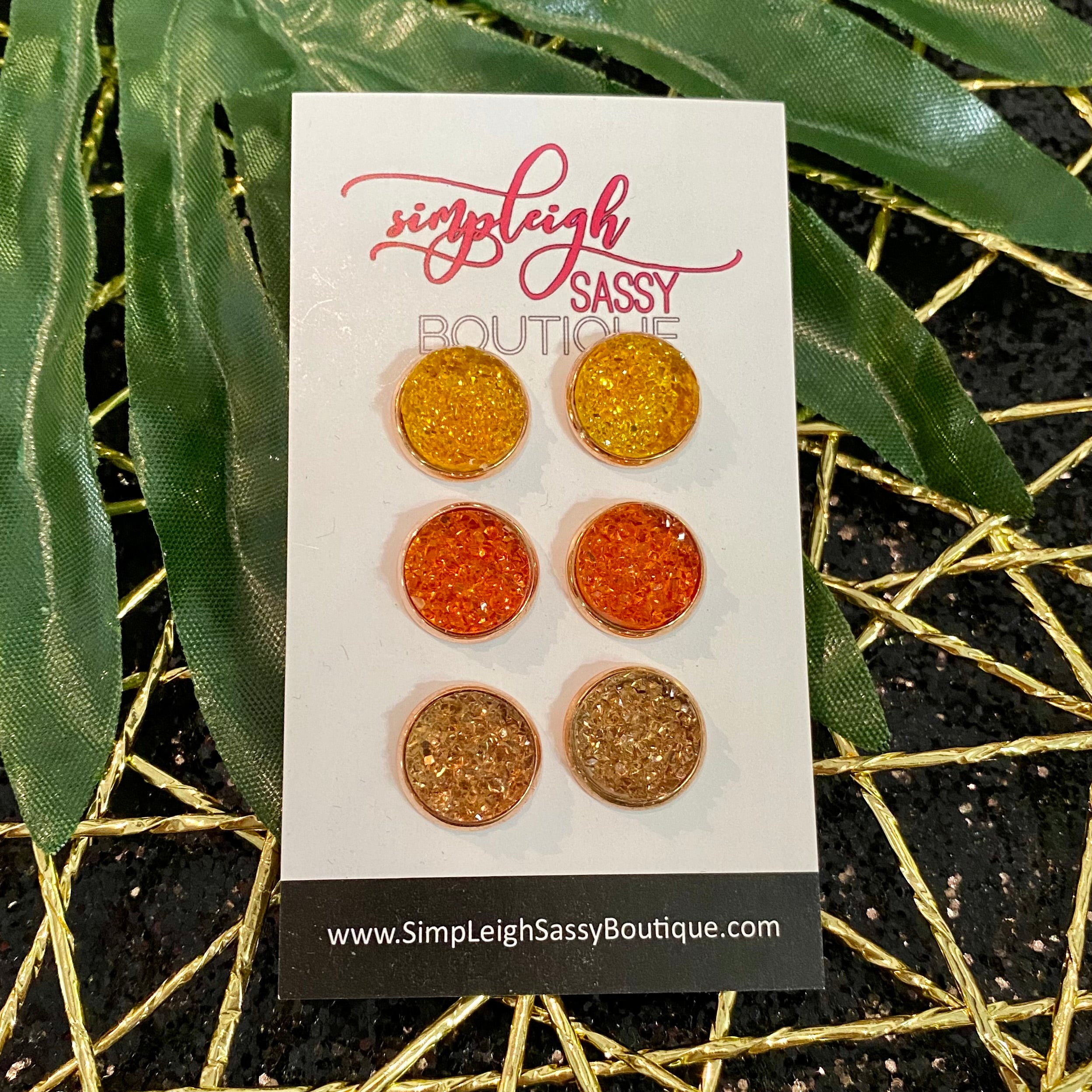 12mm Autumn Yellow/Orange/Toasted Marshmallow in Rose Gold