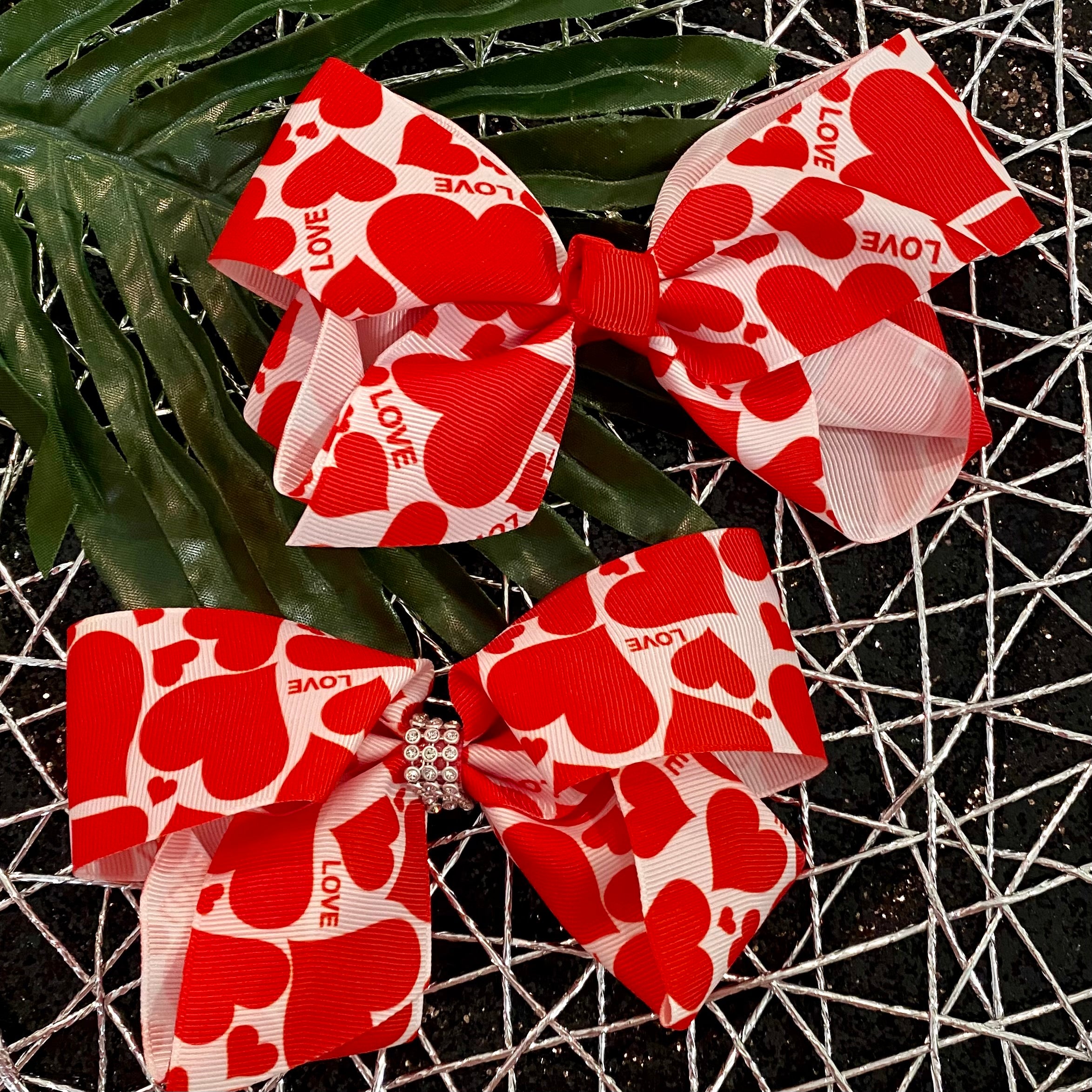Jumbo Red Love Hearts Hair Bow